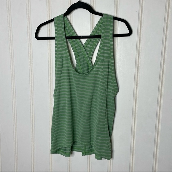 Zyia green striped Nimbus split open back tank top sz XL 406 - Picture 8 of 10